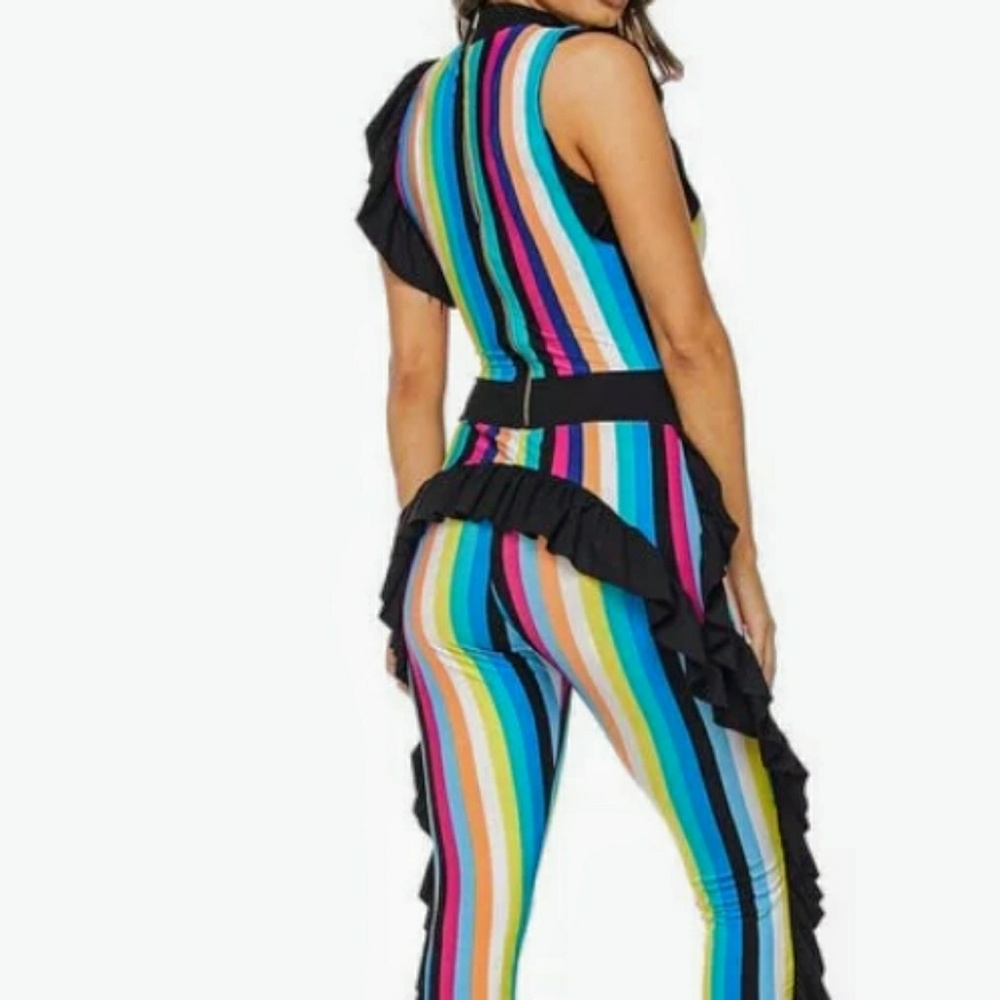🅱Multi Color Gamarra Ruffle Jumpsuit - Picture 3 of 6